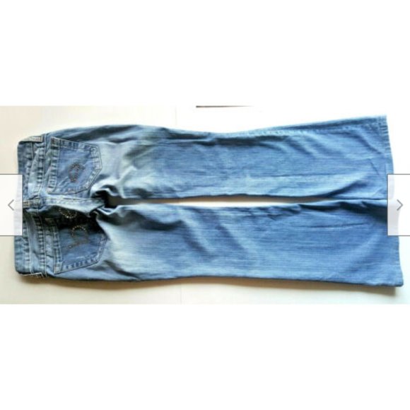 Bebe Jeans Rhinestone Embellished BLING Distressed Flare Bootcut - Picture 6 of 6